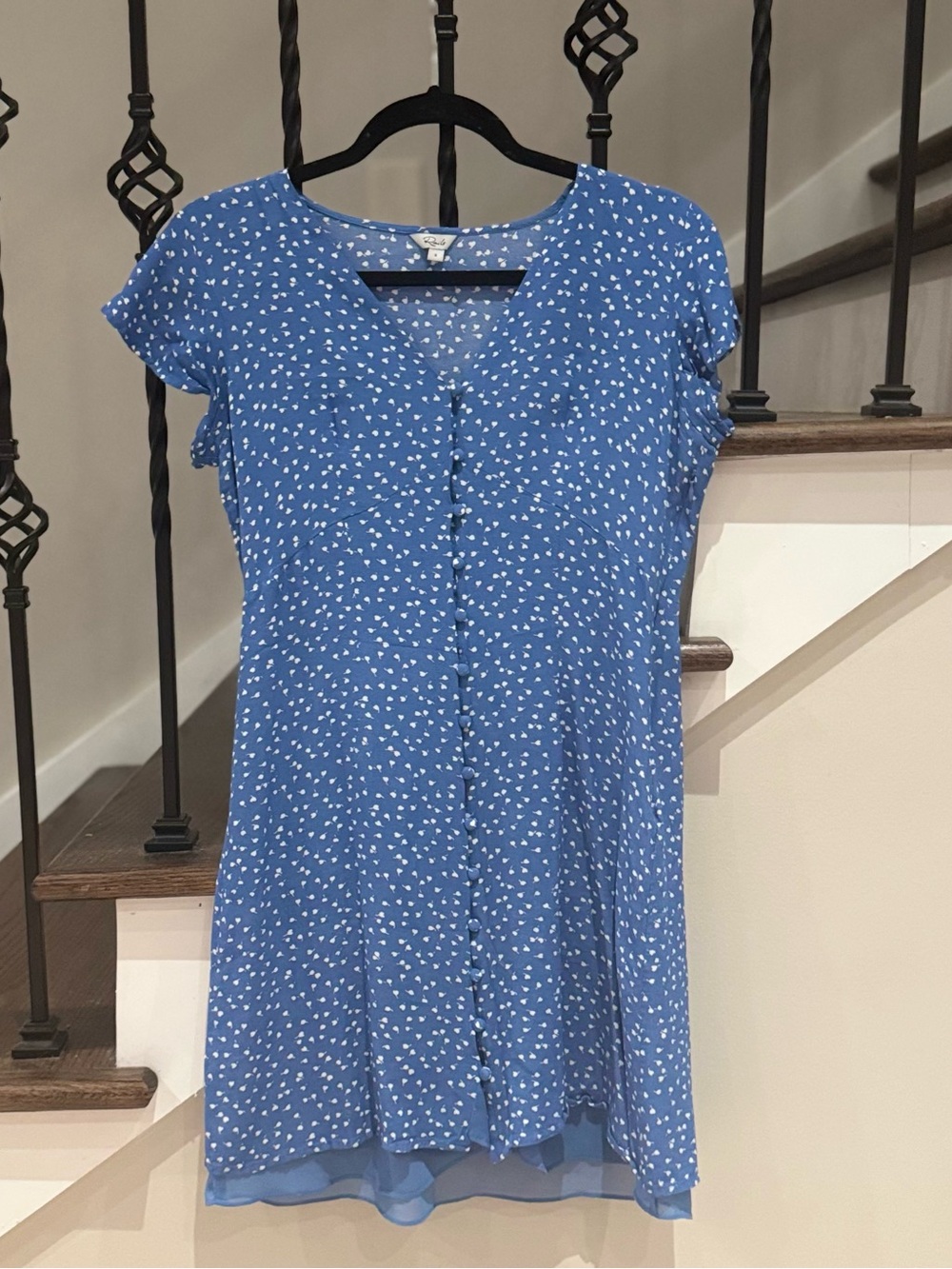 Rails Blue Dress with White Heart Dot Print